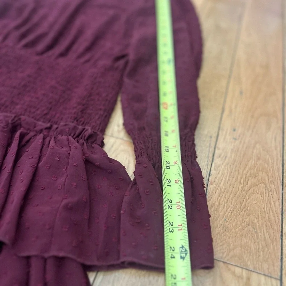 Fashion Nova Cottagecore Plum / Burgundy Ruffle Mini‎ Dress Size Small